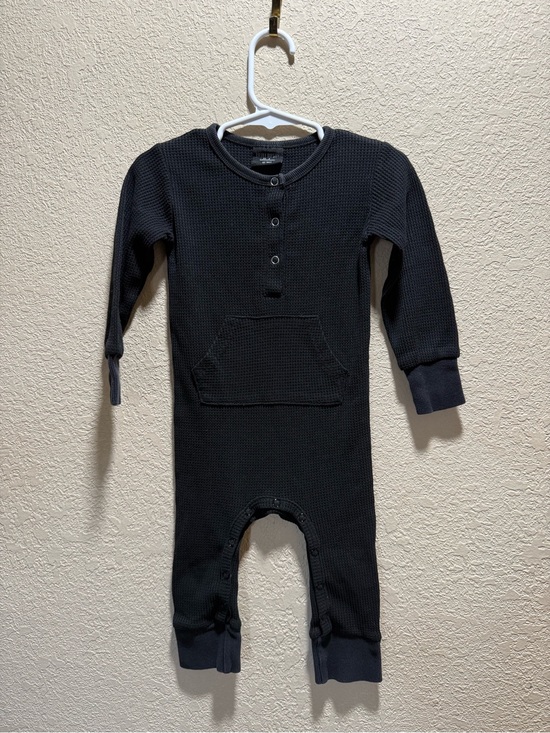 Little Bipsy Other - Little Bipsy Black Waffle-Knit One-Piece Romper